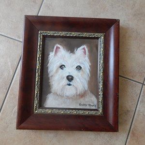FRAMED OIL PAINTING OF WESTY BY SANDRA TROWER